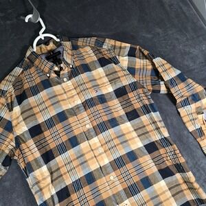 Tommy‎ Hilfiger Plaid Button Down Long Sleeve Classic Fit Shirt Work Mens L